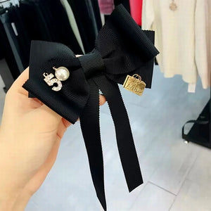 Sweet Bow Tie Tassel Brooch for Women Suit Shirt Corsage