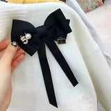 Sweet Bow Tie Tassel Brooch for Women Suit Shirt Corsage