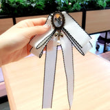 Sweet Bow Tie Tassel Brooch for Women Suit Shirt Corsage