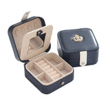 Portable Jewelry Box Earrings Leather Storage Bag