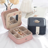 Portable Jewelry Box Earrings Leather Storage Bag