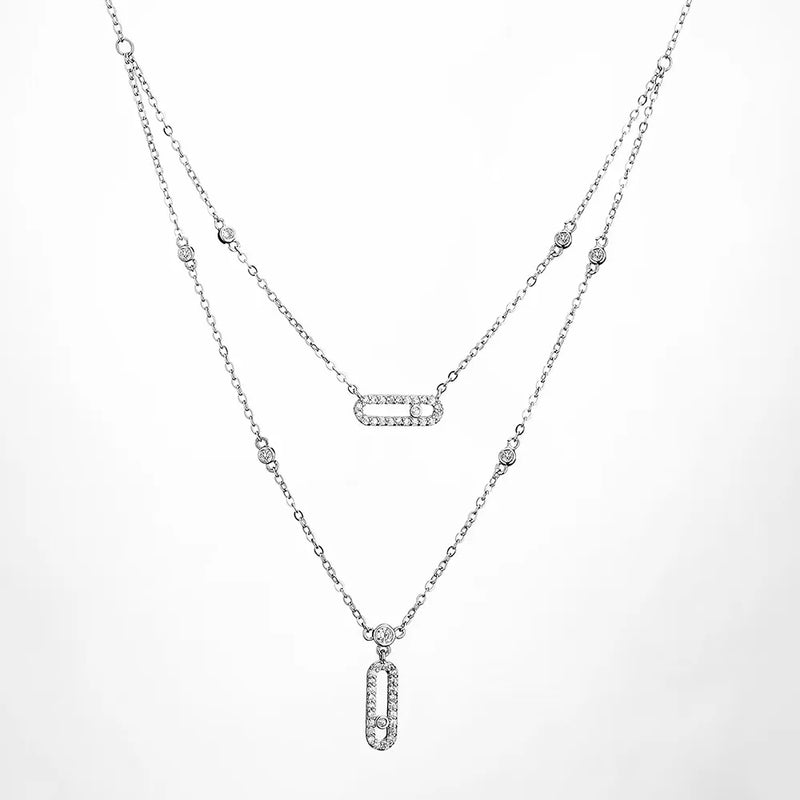 Zircon Double Layer Necklace Ladies Choker Party Gift