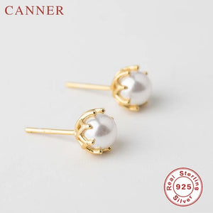 925 Silver Natural Pearl Stud Earrings for Women Girls