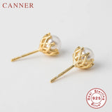 925 Silver Natural Pearl Stud Earrings for Women Girls