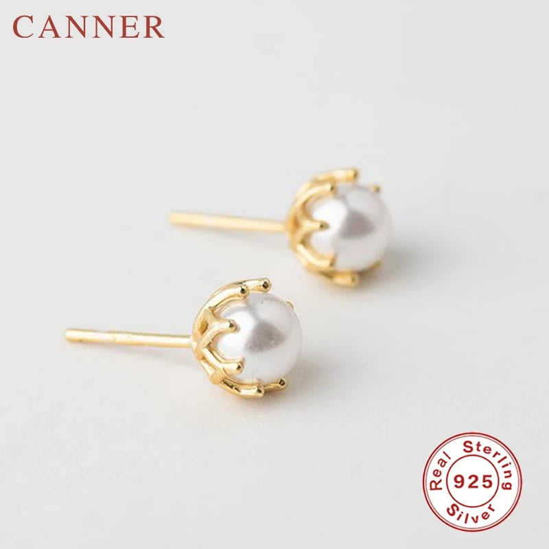 925 Silver Natural Pearl Stud Earrings for Women Girls