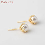 925 Silver Natural Pearl Stud Earrings for Women Girls