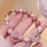 Natural Pearl Charm Bangle Bracelet for Women