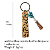 Leather Horse Hair Turquoise Key Chain Retro High Leopard Horse