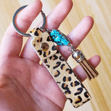 Leather Horse Hair Turquoise Key Chain Retro High Leopard Horse
