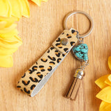 Leather Horse Hair Turquoise Key Chain Retro High Leopard Horse