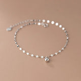 Light Beads Girl'S Heart Anklet S925 Silver Summer Sweet Jewelry