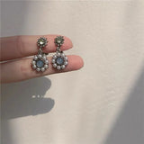 Baroque Pearls Rhinestone Clip Earrings Retro Style