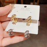 Twisted Pearl Zircon Geometric Earrings