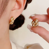 Twisted Pearl Zircon Geometric Earrings