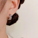 Twisted Pearl Zircon Geometric Earrings