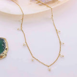 Stainless Steel Choker Necklace with Freshwater Pearl Charms