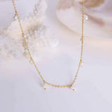 Stainless Steel Choker Necklace with Freshwater Pearl Charms