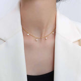 Stainless Steel Choker Necklace with Freshwater Pearl Charms