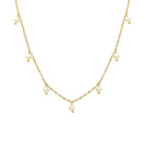 Stainless Steel Choker Necklace with Freshwater Pearl Charms