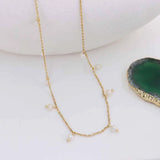 Stainless Steel Choker Necklace with Freshwater Pearl Charms