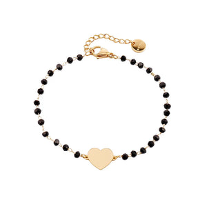 Crystal Beads Love Heart Charm Bracelet Stainless Steel