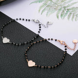 Crystal Beads Love Heart Charm Bracelet Stainless Steel