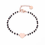 Crystal Beads Love Heart Charm Bracelet Stainless Steel
