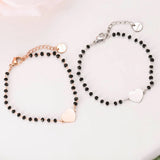 Crystal Beads Love Heart Charm Bracelet Stainless Steel
