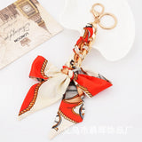 Silk Scarf Bow Lanyard Key Chain Anti Lost Key Chain for Women