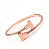 Stainless Steel Charm Cuff Bracelet Sporty Bangle
