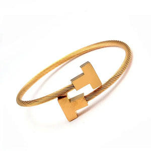Stainless Steel Charm Cuff Bracelet Sporty Bangle