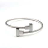 Stainless Steel Charm Cuff Bracelet Sporty Bangle