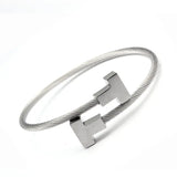 Stainless Steel Charm Cuff Bracelet Sporty Bangle