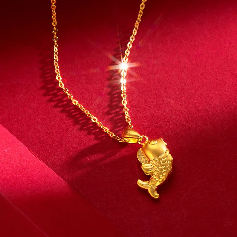 18K Male Koi Collar Necklace Chain for Women Fine Jewelry