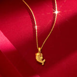 18K Male Koi Collar Necklace Chain for Women Fine Jewelry