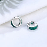 S925 Sterling Silver Agate Hoop Earrings Men Women Fine Jewelry