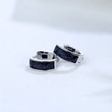 S925 Sterling Silver Agate Hoop Earrings Men Women Fine Jewelry
