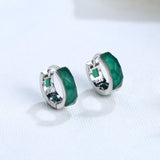 S925 Sterling Silver Agate Hoop Earrings Men Women Fine Jewelry