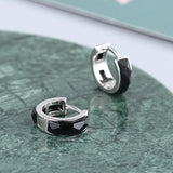 S925 Sterling Silver Agate Hoop Earrings Men Women Fine Jewelry