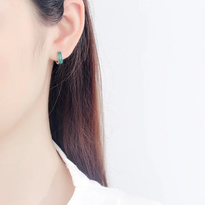 S925 Sterling Silver Agate Hoop Earrings Men Women Fine Jewelry