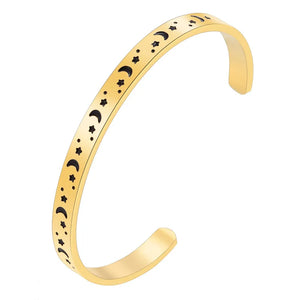 Stainless Steel Star Moon C-shaped Bracelet Open Metal Bracelet