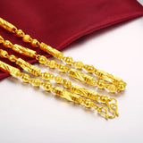 Men's 24K Plated Necklace Hexagon Buddha Bamboo Chain Clavicle Necklace