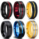 Tungsten Wedding Ring Red Groove Anniversary Gift