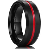 Tungsten Wedding Ring Red Groove Anniversary Gift