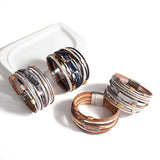 Multilayer Wrap Bracelet Colorful Resin Stone Charm Leather for Women