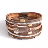 Multilayer Wrap Bracelet Colorful Resin Stone Charm Leather for Women