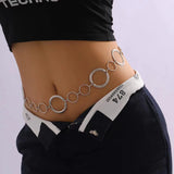 Metal Vintage Belts Women Geometric Ring Waistband Punk Hip-Hop