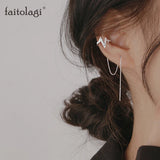 Moon Star Rhinestone Chain Earrings Sun Crescent Geometric Long Dangle