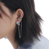 Moon Star Rhinestone Chain Earrings Sun Crescent Geometric Long Dangle