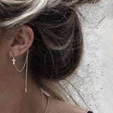 Moon Star Rhinestone Chain Earrings Sun Crescent Geometric Long Dangle